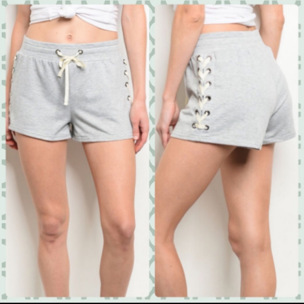 🌷GRAY LACE UP SIDE SWEATSHORT'S